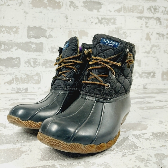 Sperry Top-Sider Saltwater Rubber Lace Up Quilted Rain Lace Up Ankle Boots H141 - Picture 2 of 10